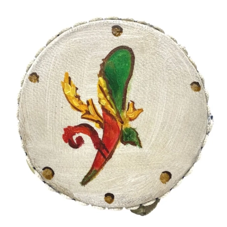 Tamburello da 8 cm con dipinto dell'asso di bastoni