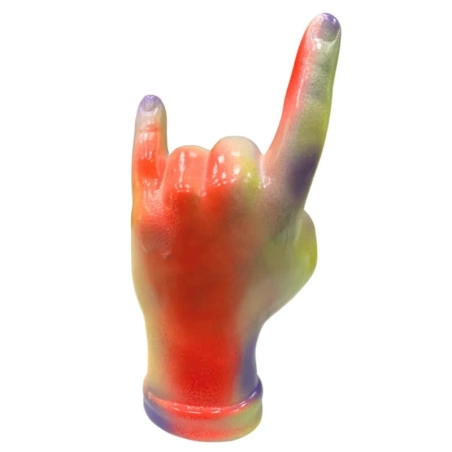 Corna mano porta fortuna multicolor in terracotta
