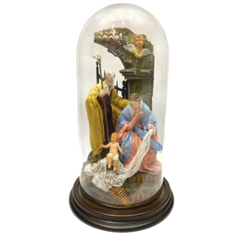 Campana con natività statuine del 700 napoletano da 40 cm