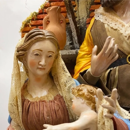 Campana con natività statuine del 700 napoletano da 55 cm