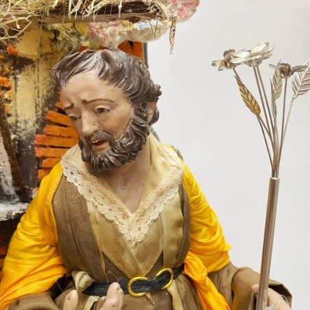 Campana con natività statuine del 700 napoletano da 55 cm