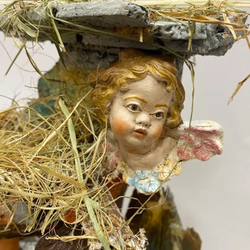 Campana con natività statuine del 700 napoletano da 55 cm