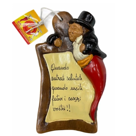 Mattonella del gobbo con frase antisfiga 20 cm