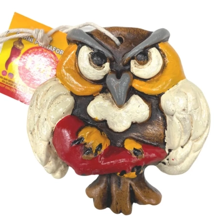 Gufo artigianale portafortuna 10 cm