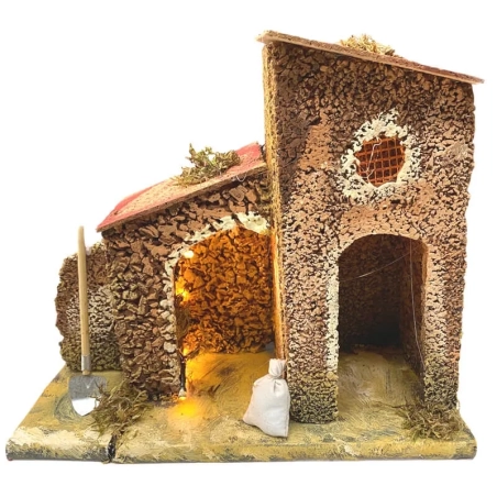 Casa in sughero con luce 20 cm