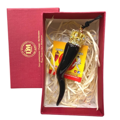 Corno luxury nero ceramica in scatola regalo 10 cm