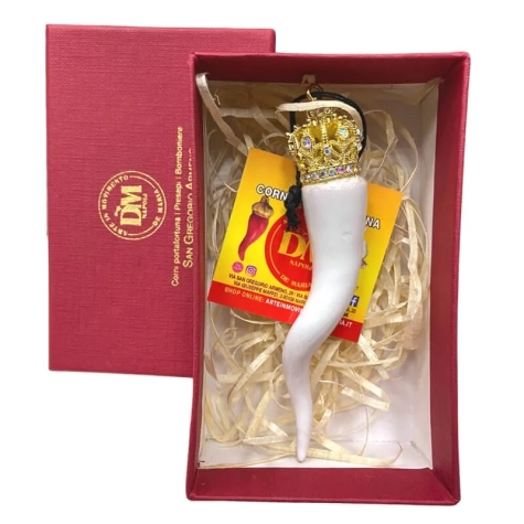 Corno luxury bianco ceramica in scatola regalo 10 cm