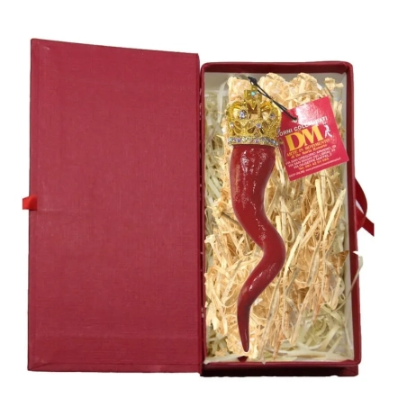 Corno luxury in terracotta 15 cm con scatola regalo
