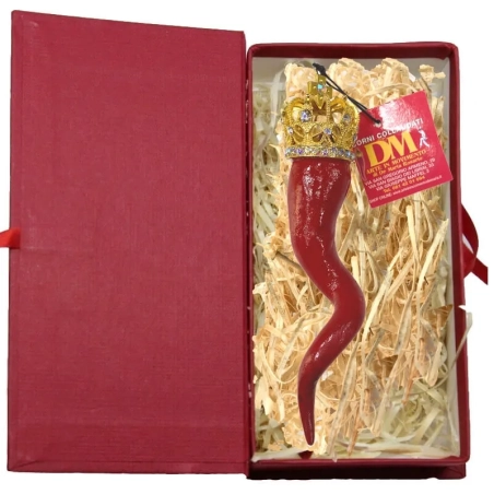 Corno luxury in terracotta 20 cm con scatola regalo