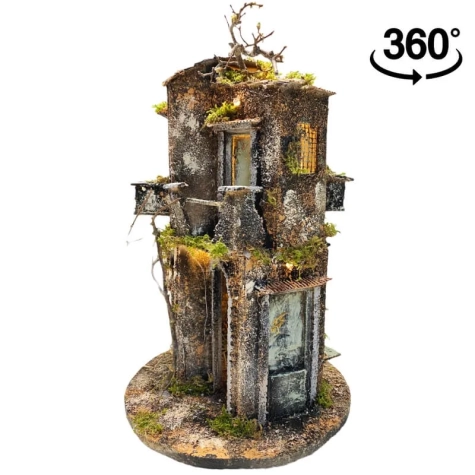 Presepe in sughero a 360 gradi completo di luci 40 cm 2
