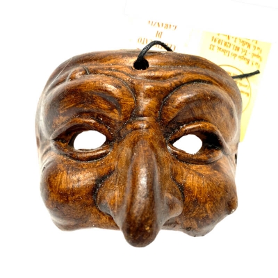 Maschera di Pulcinella marrone in terracotta 6 cm