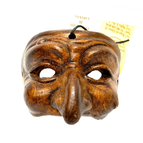 Maschera di Pulcinella 4 cm marrone in scatola regalo