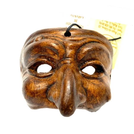 Maschera di Pulcinella 4 cm marrone in scatola regalo