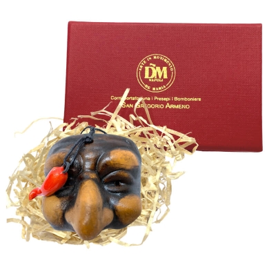 Maschera di Pulcinella multicolore 7 cm in scatola regalo