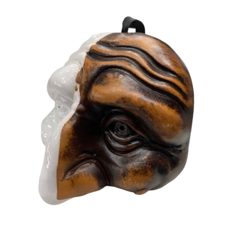 Maschera di Pulcinella bicolore stilizzata in terracotta 12 cm