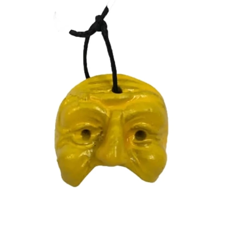 Maschera di Pulcinella gialla in terracotta 3 cm