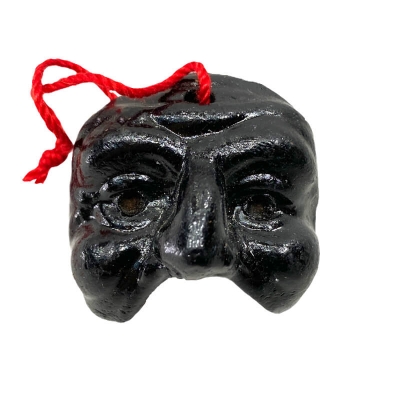 Maschera di Pulcinella nera in terracotta 3 cm