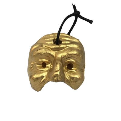 Maschera di Pulcinella oro in terracotta 3 cm