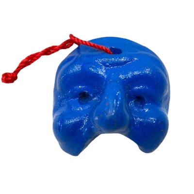 Maschera di Pulcinella blu in terracotta 3 cm