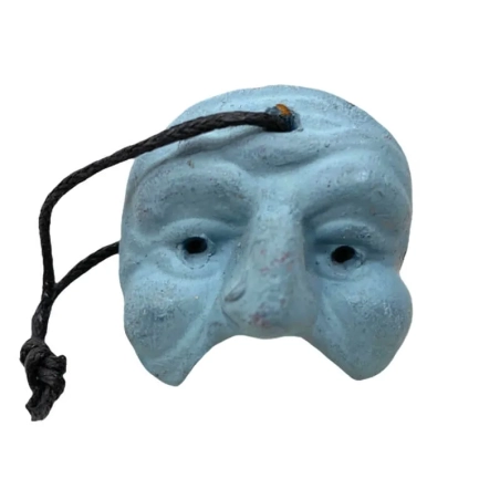 Maschera di Pulcinella grigio in terracotta 3 cm