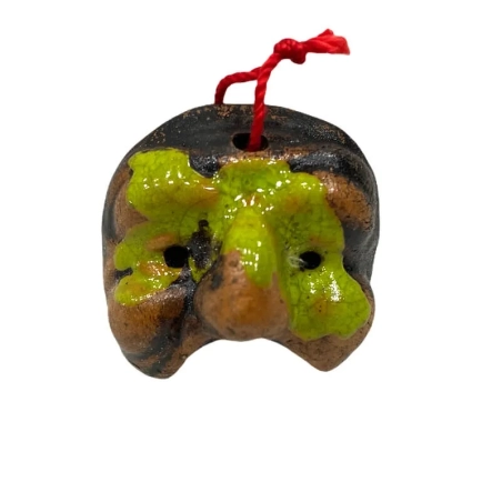 Maschera di Pulcinella stilizzata in terracotta 3 cm