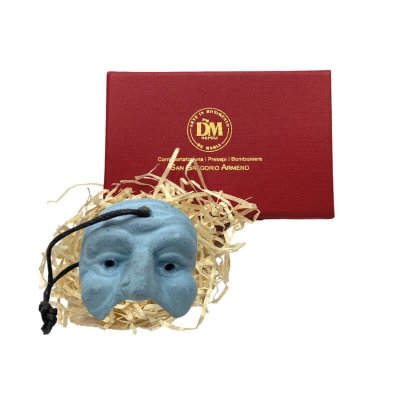 Maschera di Pulcinella 3 cm grigio in scatola regalo