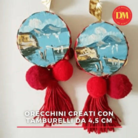 Tamburello con dipinto di Pulcinella 4.5 cm