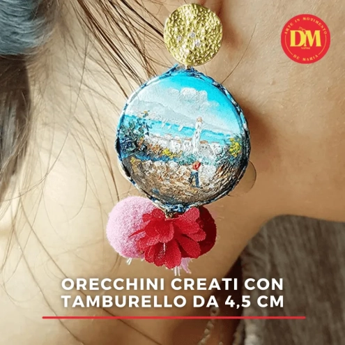 Tamburello con dipinto di Pulcinella 4.5 cm