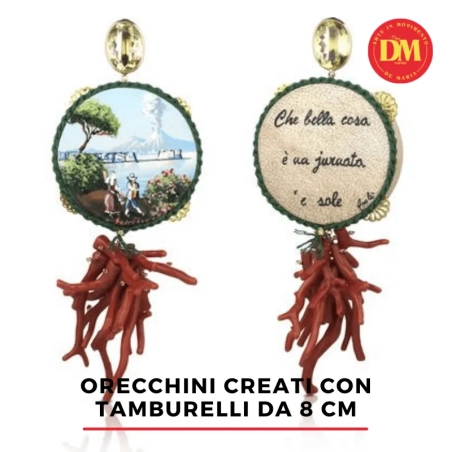 Tamburello con dipinto di Napoli 8 cm