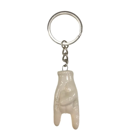 Portachiavi con corna in ceramica bianca 5 cm