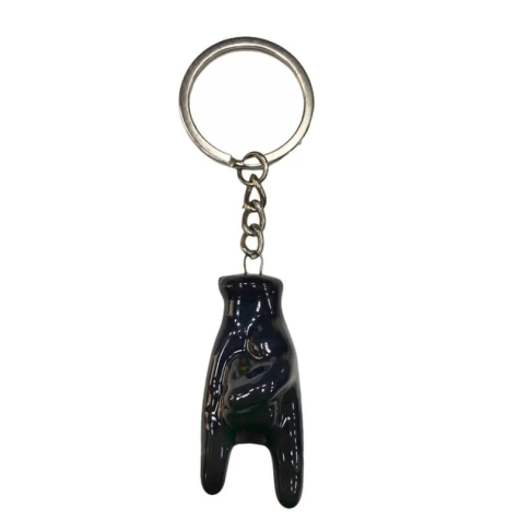 Portachiavi con corna in ceramica nera 5 cm