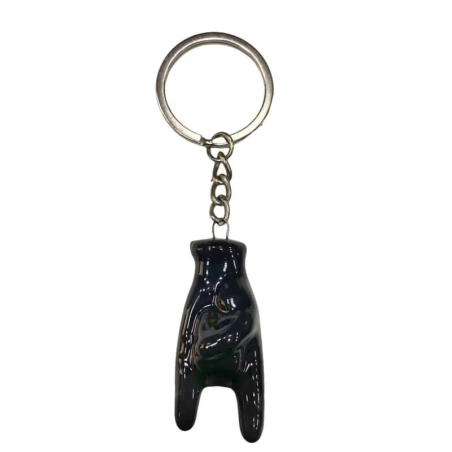 Portachiavi con corna in ceramica nera 5 cm