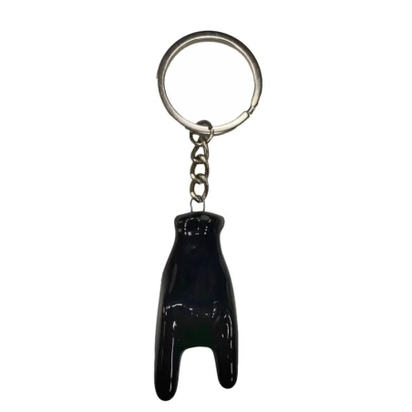 Portachiavi con corna in ceramica nera 5 cm