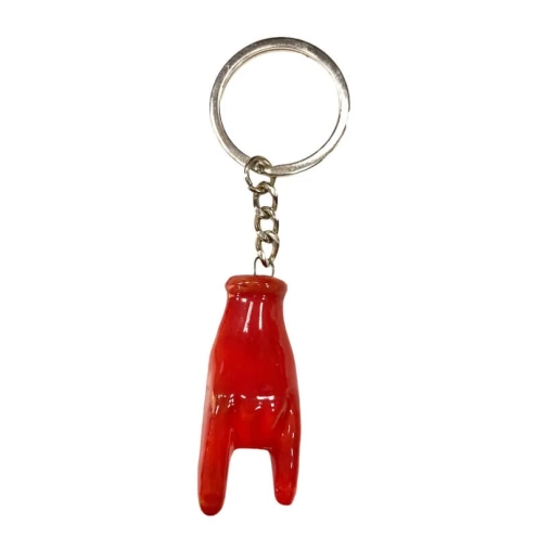 Portachiavi con corna in ceramica rossa 5 cm