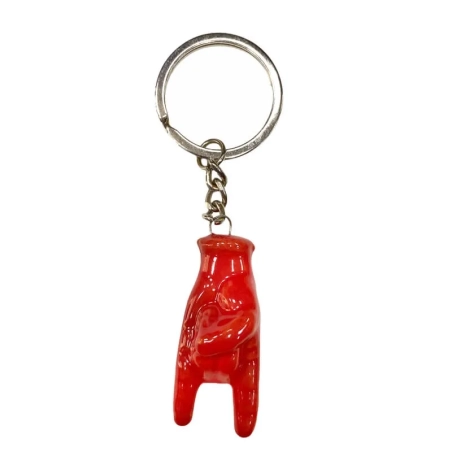 Portachiavi con corna rossa 5 cm in scatola regalo
