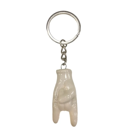 Portachiavi con corna bianca 5 cm in scatola regalo