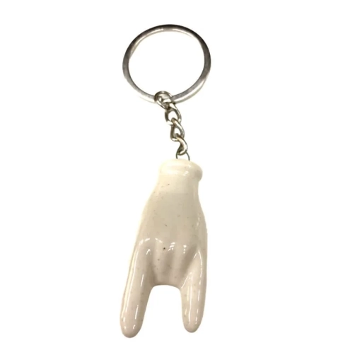 Portachiavi con corna bianca 5 cm in scatola regalo