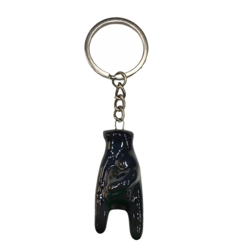 Portachiavi con corna nera 5 cm in scatola regalo