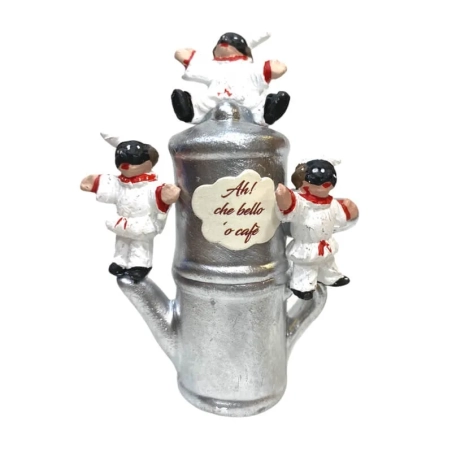Caffettiera moka con pulcinella 8 cm