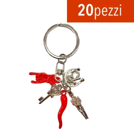20 Portachiavi con simboli scaramantici portafortuna
