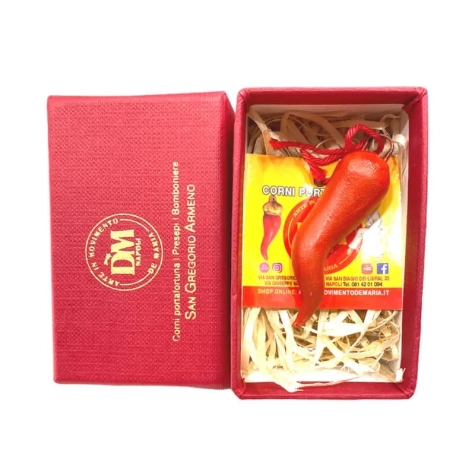 Corno in terracotta 3 cm con scatola regalo
