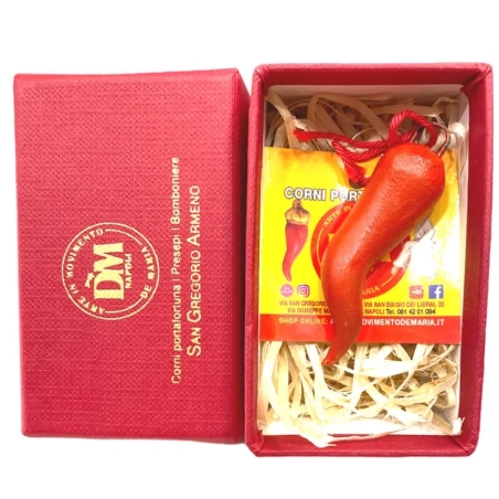 Corno  napoletano in terracotta 8 cm con scatola regalo