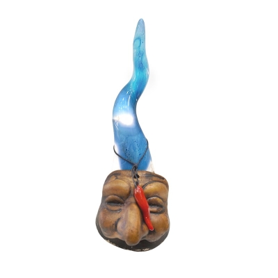 Corno azzurro di Pulcinella in ceramica 15 cm