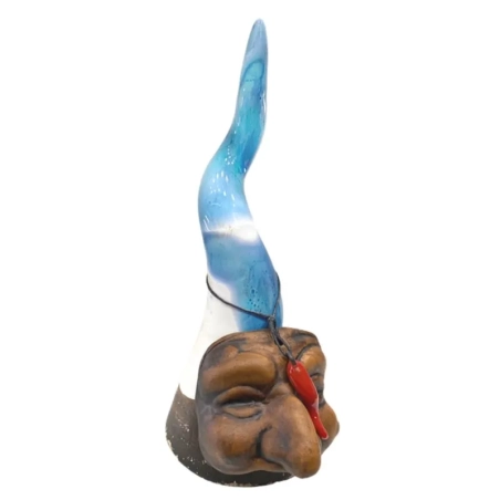 Corno di Pulcinella in ceramica  azzurro multicolore 25 cm