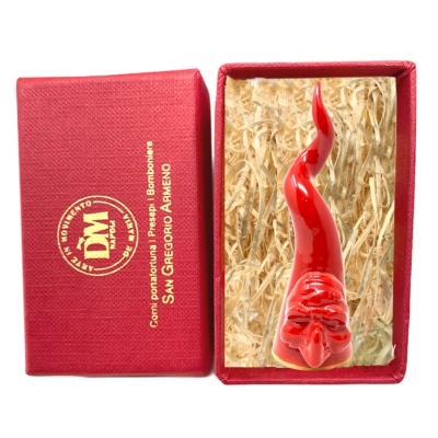 Pulcicorno rosso in ceramica da tavolo 15 cm in scatola regalo