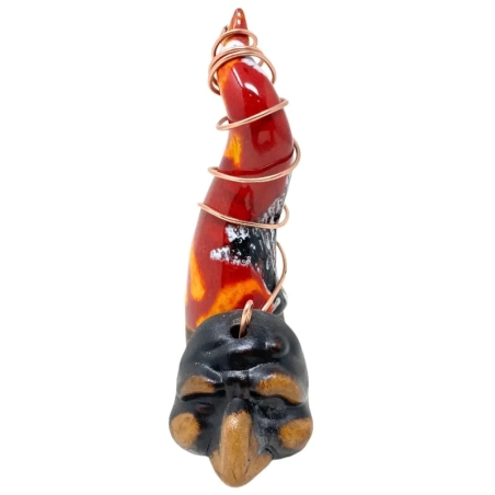 Corno pulcinella multicolore opera in ceramica da tavolo 15 cm
