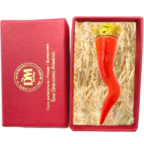 Cornetto borbone in terracotta con scatola da regalo 15 cm