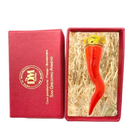 Corno imperiale in terracotta 10 cm con scatola regalo