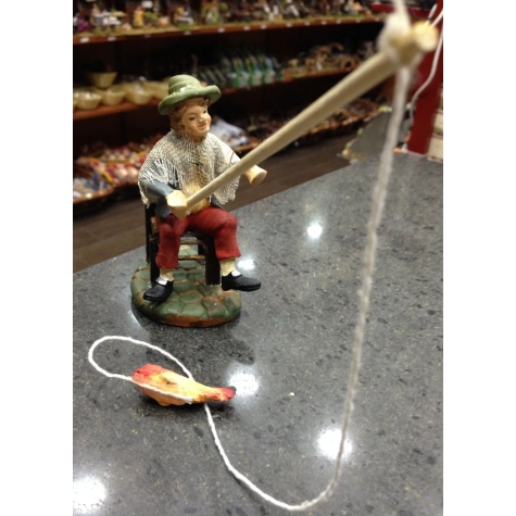 Pescatore statua presepe vestito in stoffa 10 cm|Pastori napoletani