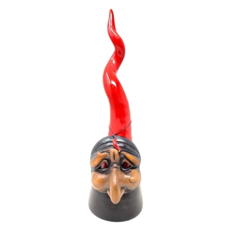 Maschera pulcinella su cornetto della fortuna da tavolo 40 cm